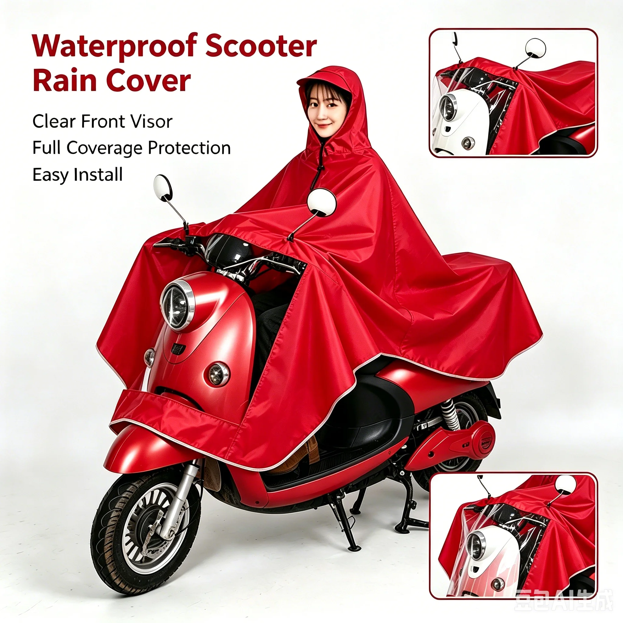 Universeller wasserdichter Regenmantel für Elektrofahrzeuge, Poncho mit Kapuze