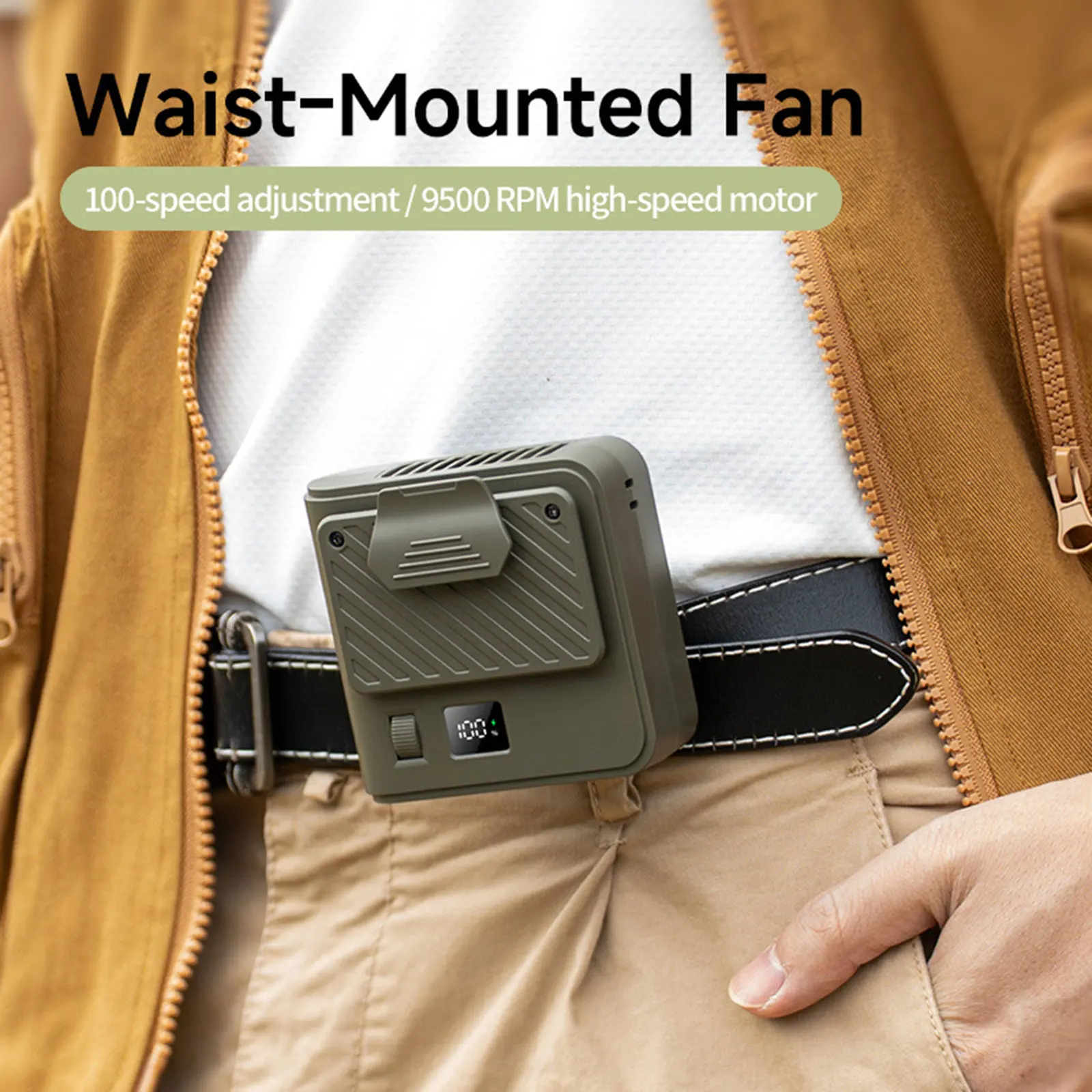 

Outdoor Hanging Neck/Waist Fan Lightweight USB Mini Portable Rechargeable Fan for Summer Travel Sports Camping Riding 3000mAh