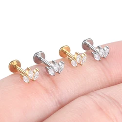 1Pc Titanium Labret Piercing Lip Ring Marquise Zircon Internally Thread Helix Pircing Cartilage Earring Body Jewelry for Women