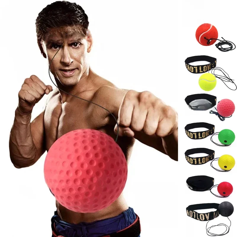 Bola de velocidade de boxe montada na cabeça, bola de soco pu mma sanda treinamento mão olho reação