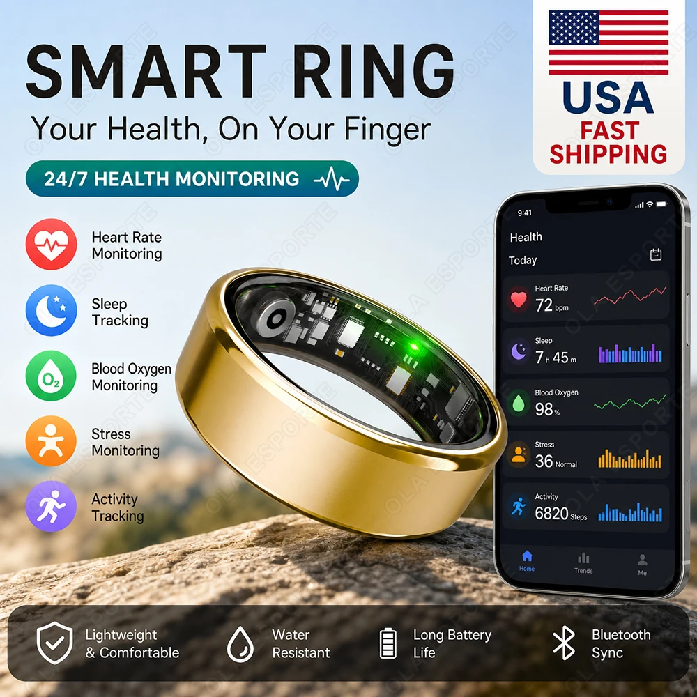 R02 Smart Ring For Men Women with Charging Case,Heart Rate Blood Oxygen Sleep Monitor,Multi-sport Mode,IP68 & 5ATM Waterproof Smart Step-Counting Ring New 2026