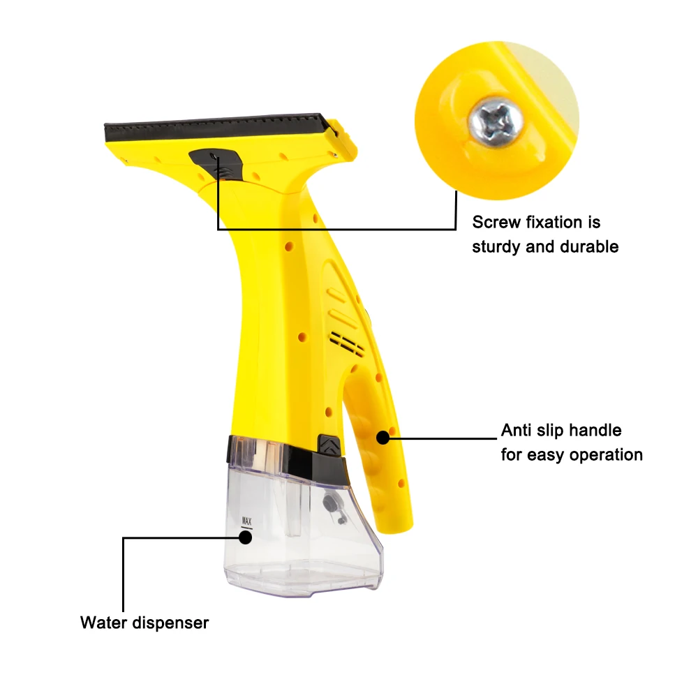 Electric Window Vacuum Cleaner SWiper queegee for Windscreen with Spray for Shower Wall Mirror Glass and Countertop Suckup Water