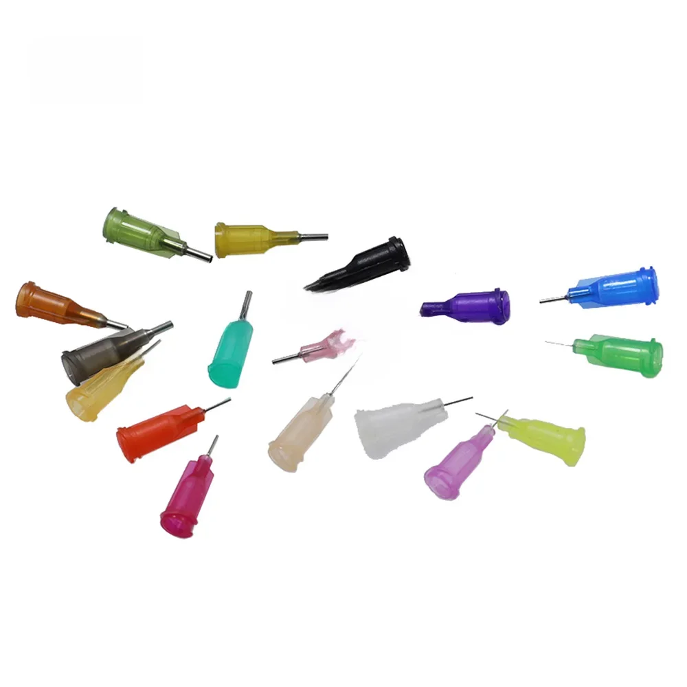 Vis à pointe de seringue émoussée Luer Lock, distributeur de liquide de précision, jauge de colle, 10g, 11g, 14g, 15g, 34g, 1/4, 50 pièces par sac