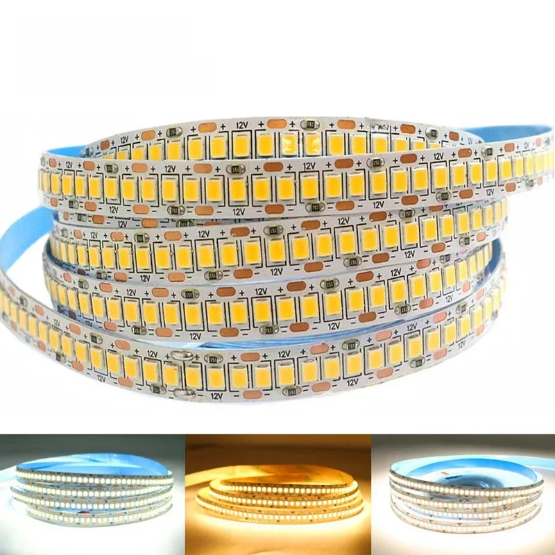 Bande Led 5V 12V 24V 2835, 5m, 300/600/2400 Pixels, SMD 3528, bandes de barre lumineuse flexible, éclairage sous-meuble, rétro-éclairage