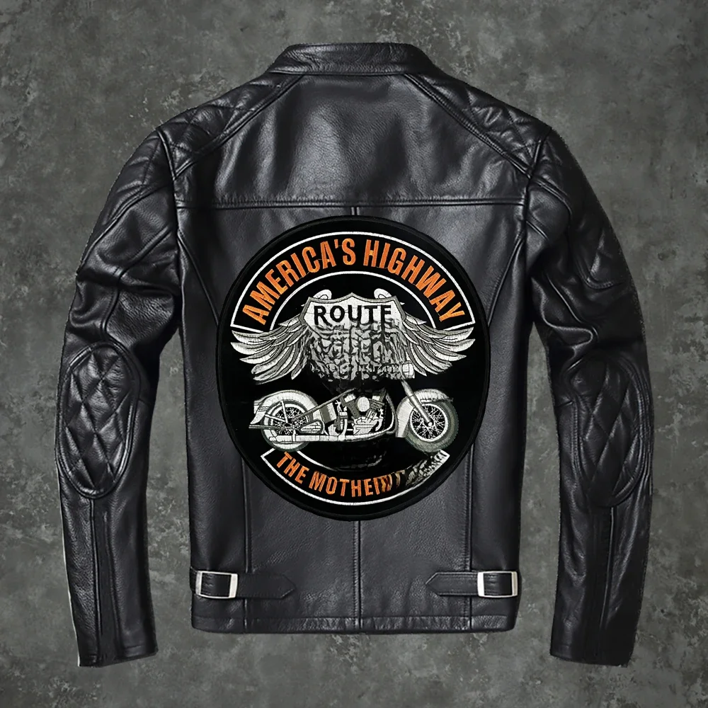 Route 66 USA matka droga łatka haftowana naklejki motocykl kurtka kamizelka wzór do naszycia 24*25.5CM — zdjęcie 2