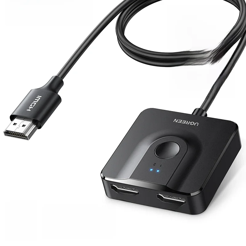 UGREEN przełącznik HDMI 4 k60hz z kablem 3,3 ft HDMI, dwukierunkowy Splitter kompatybilny z HDMI 2 w 1 przełącznik HDMI eter Box 2 w 1 Out (4K Switch) — Zdjęcie 2 z 2