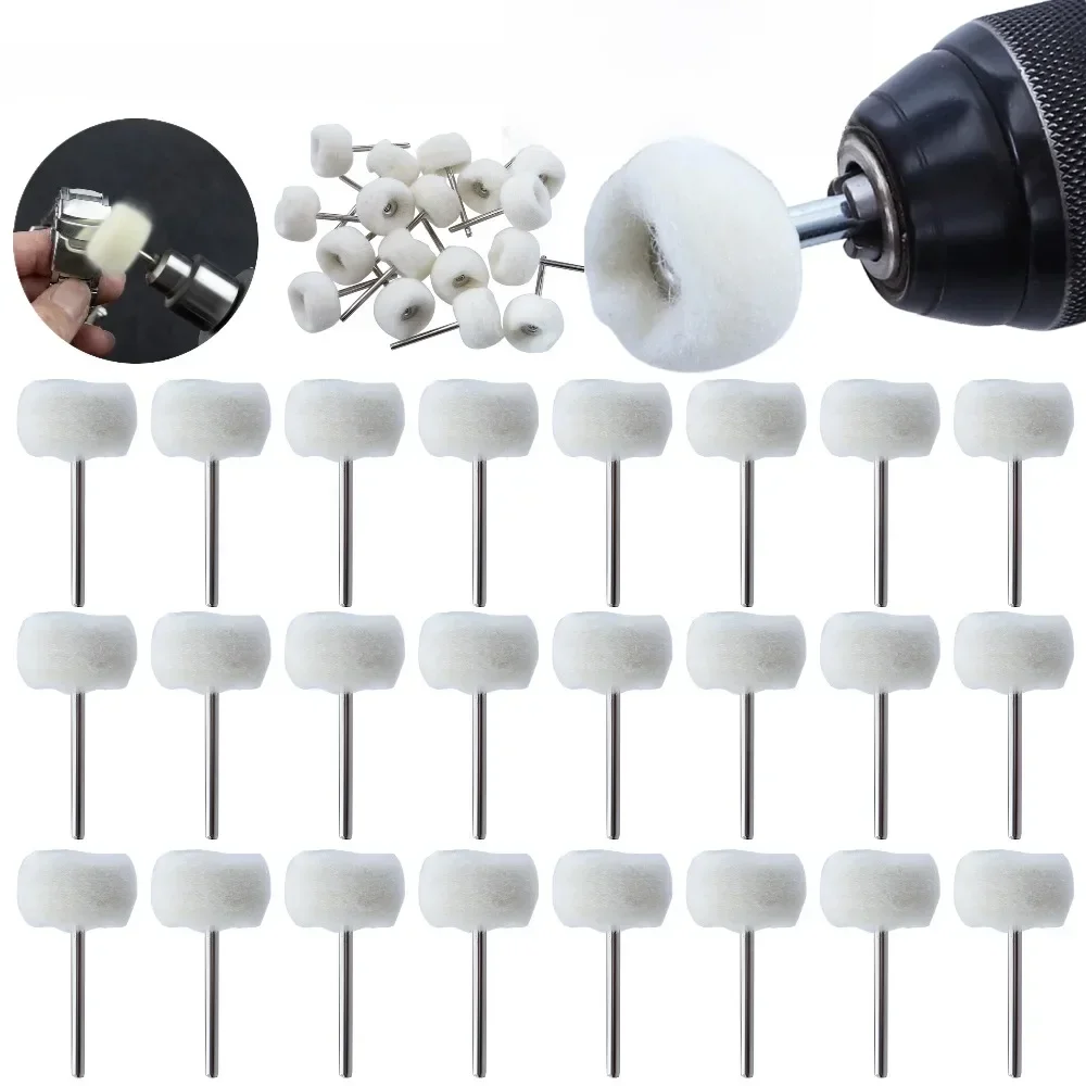 Mini tête de polissage en laine, roue de planche à tige de 3mm, perceuse à brosse polonaise à distance, outils de planche de meulage à la main, 1 à 50 pièces