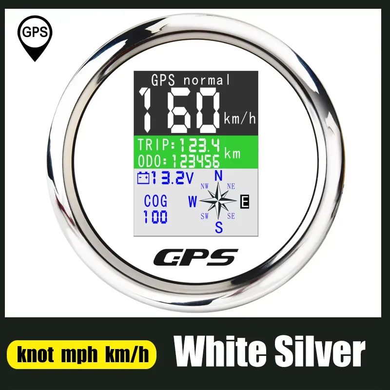 Velocímetro GPS de 85 mm con antena GPS, pantalla TFT, odómetro impermeable, voltímetro ODO COG ajustable para barco, coche, motor, yate