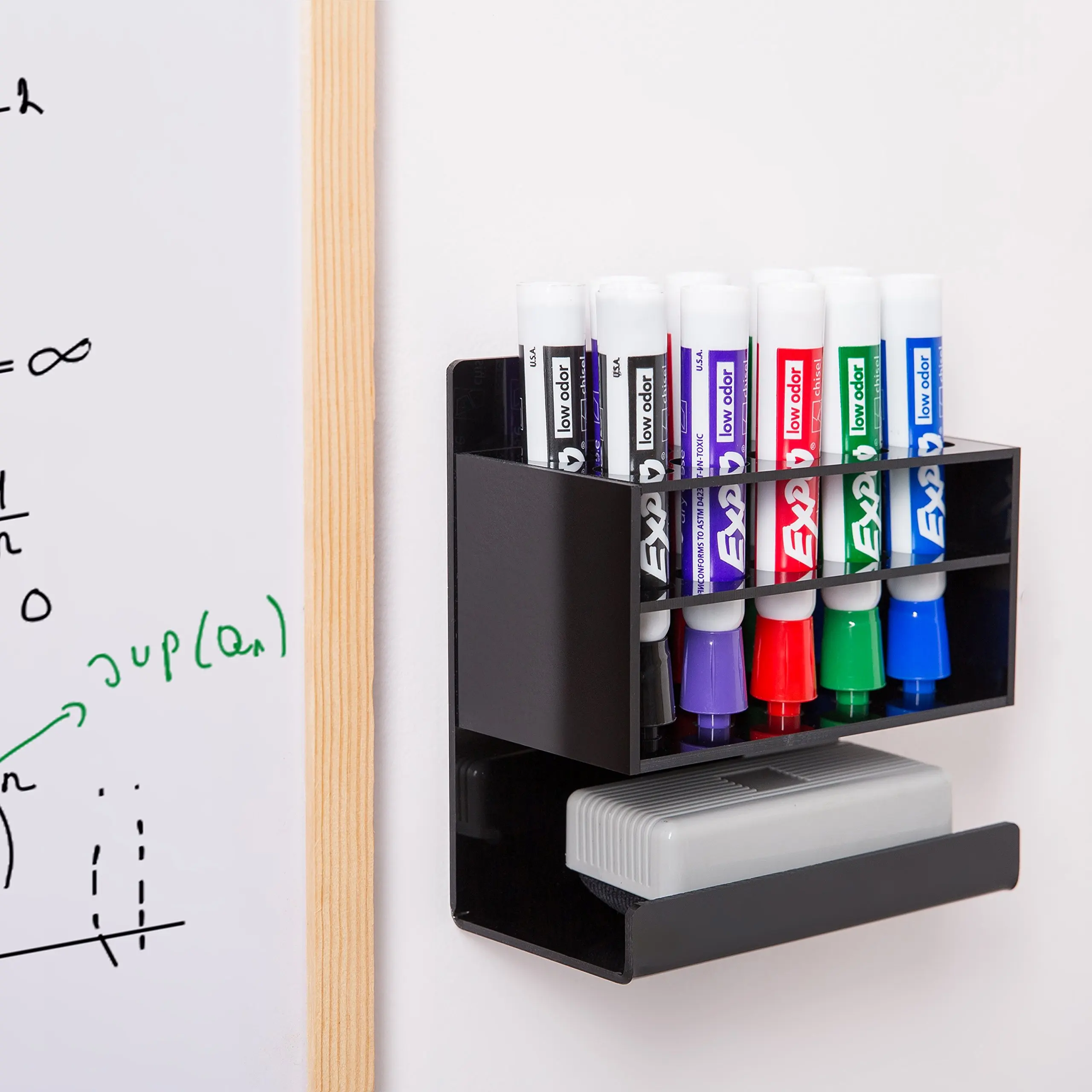 Wall Mounted Holder for Dry Eraser Whiteboard Markers, Thickened Acrylic Pen Stand Organizer Storage Rack