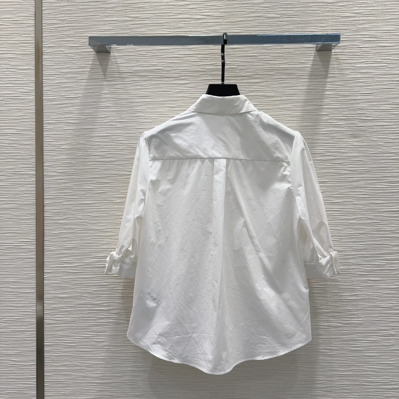 

New Daily Commuting Single Breasted Design Cuff Bow Decoration Simple Loose Shirt
