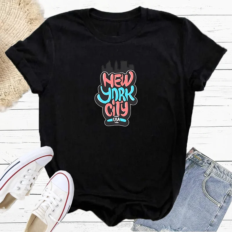 Summer New York City USA City Fashion Sports Women's T-Shirt Harajuku Graphic Clothing Women's Top,Drop Ship