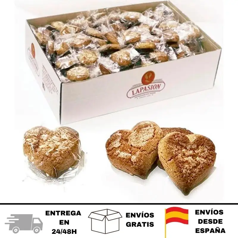 LAPASION | Galletas de canela | 2 Kg | Producto de repostería | Ideal para producto de cortesía. Galletas en forma de corazón.