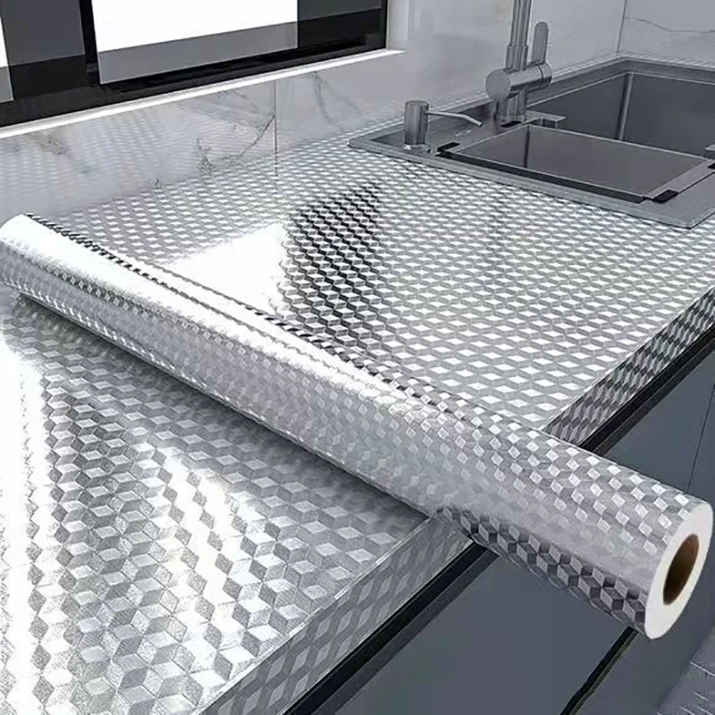Kitchen wall stickers self-adhesive aluminum foil anti-oil wall stickers suitable for countertops drawers cabinets shelves line