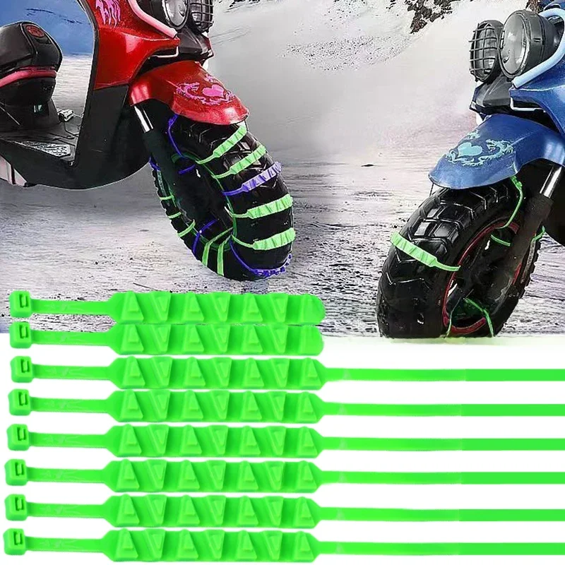 Chaînes de neige réutilisables pour pneus de Moto, 10 pièces, cravate antidérapante/dérapant, ceinture de sécurité d'urgence d'hiver, chaîne de pneu, accessoires de Moto