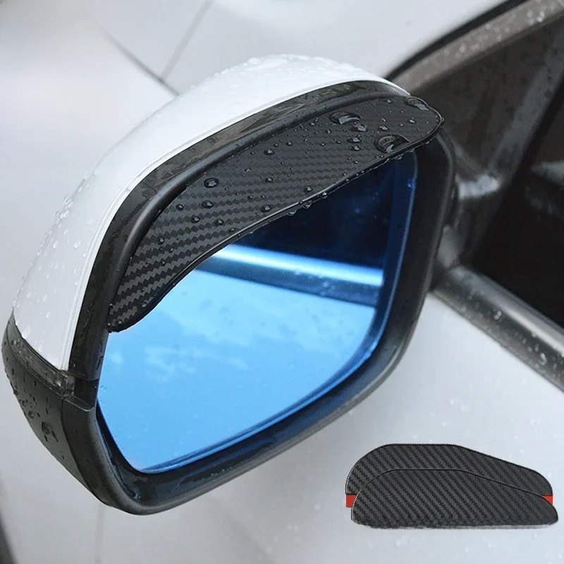 Rétroviseur latéral de voiture en fibre de carbone, pare-soleil de neige, housse de pluie, accessoires de rétroviseur, 2 pièces