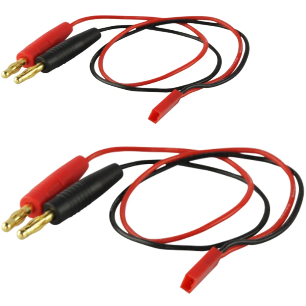 RC Cables 2 Pcs 4mm 4.0mm Male Banana Plug Connector Charge Lead to JST 22awg Soft Silicon Charging Cable Wire 30cm 11.8inch