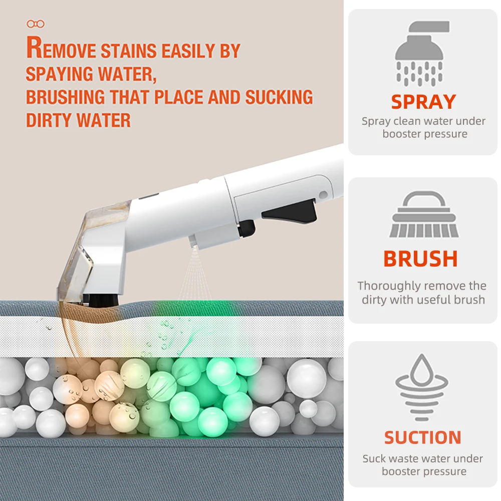 High Power Handheld Carpet Cleaner 15Kpa Portable Spot Cleaner for Car Sofa Pet Hair Spray Suction Upholstery Clean Machine