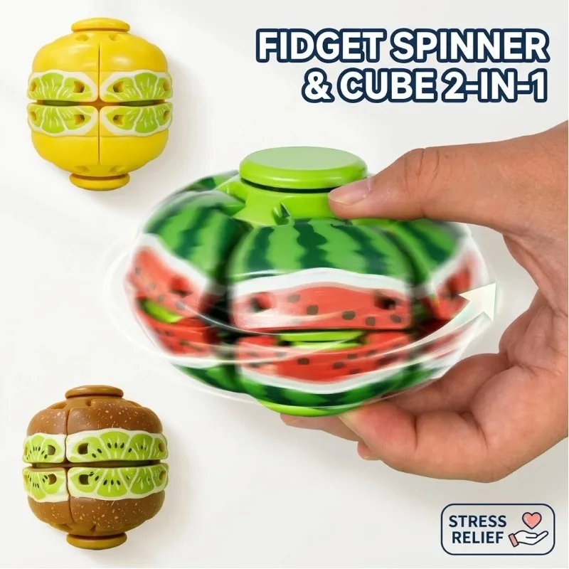 Fruit Spinning Top Magic Ball Fidget Spinner Toy Stress Relief Watermelon Lemon Gyro Puzzle Novelty Adult Gift