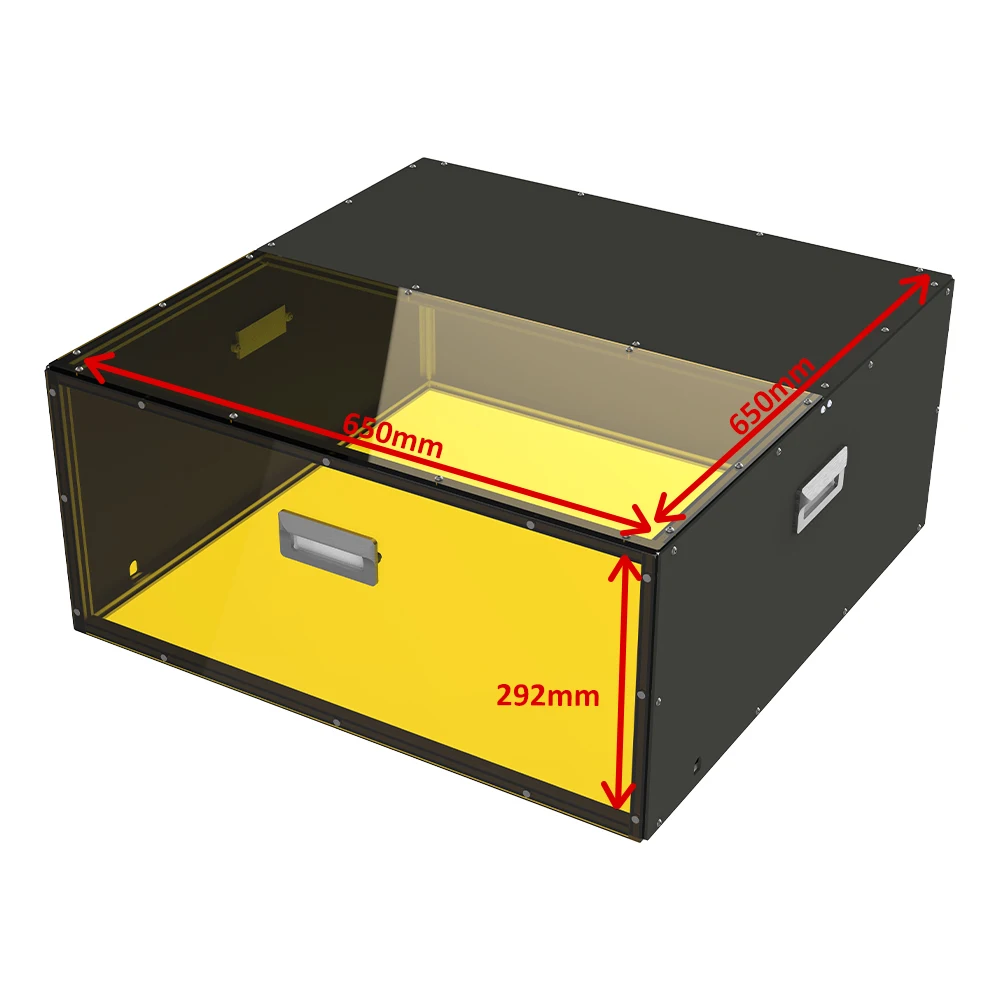 Laser Engraving Machine Enclosure Acrylic Acid Dust Proof Protective Box 650x650x292mm Smoke Exhaust with Powerful Suction Fan