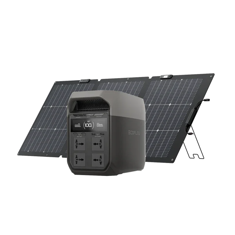 

GOOD DEAL EcoFlow DELTA 3+220W Solar Panels Portable Power Station with MPPT Controller External Battery Pure Sine Wave