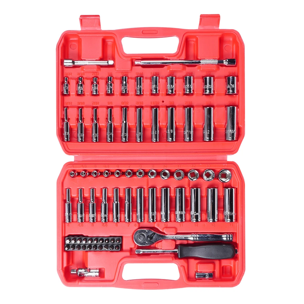 74PC 1/4inch Drive Socket and Ratchet Wrench Set VT19110