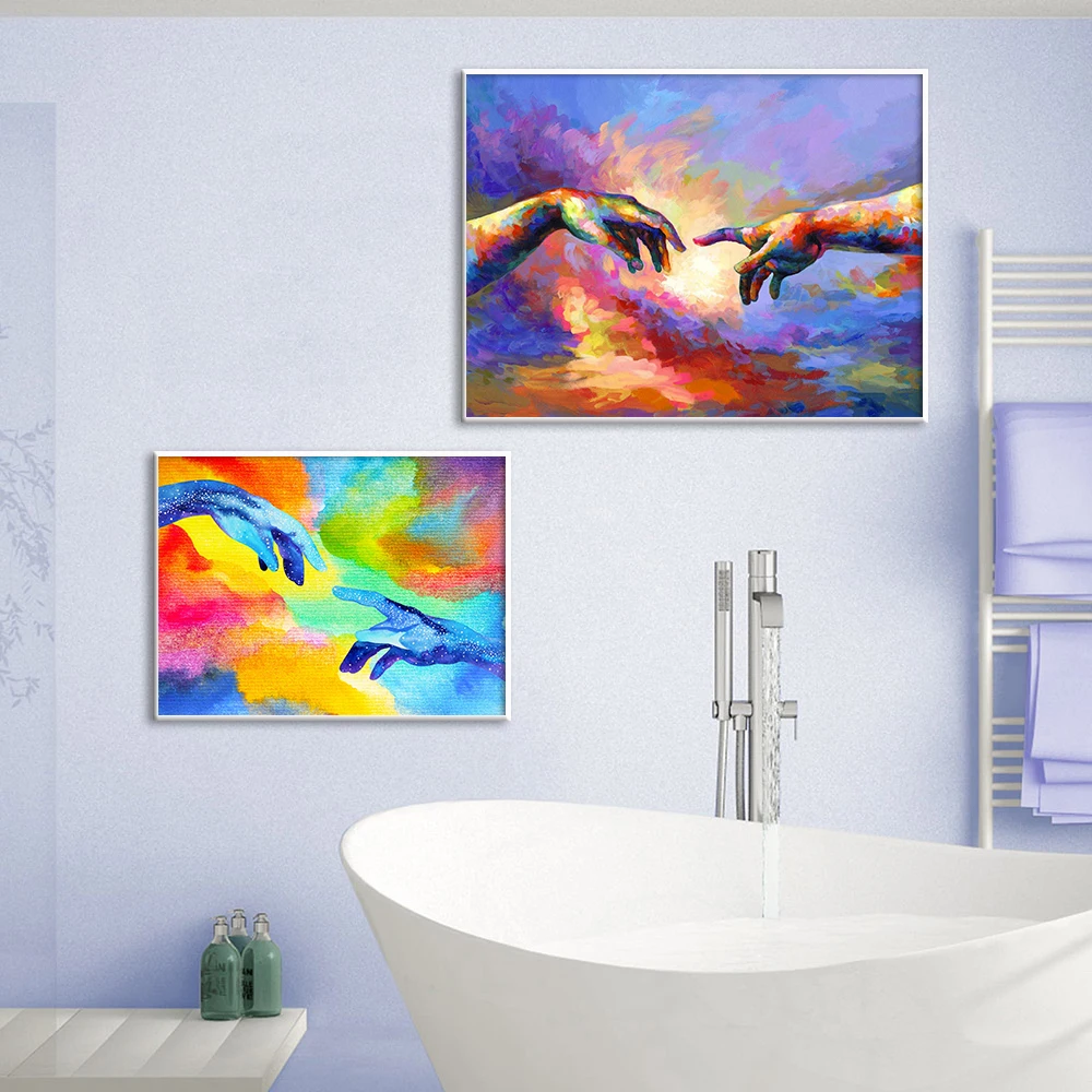 

Creating Adam Hand Abstract Painting Modern Wall Art Canvas Poster Prints Colorful Pictures for Living Room Home Decor Cuadros