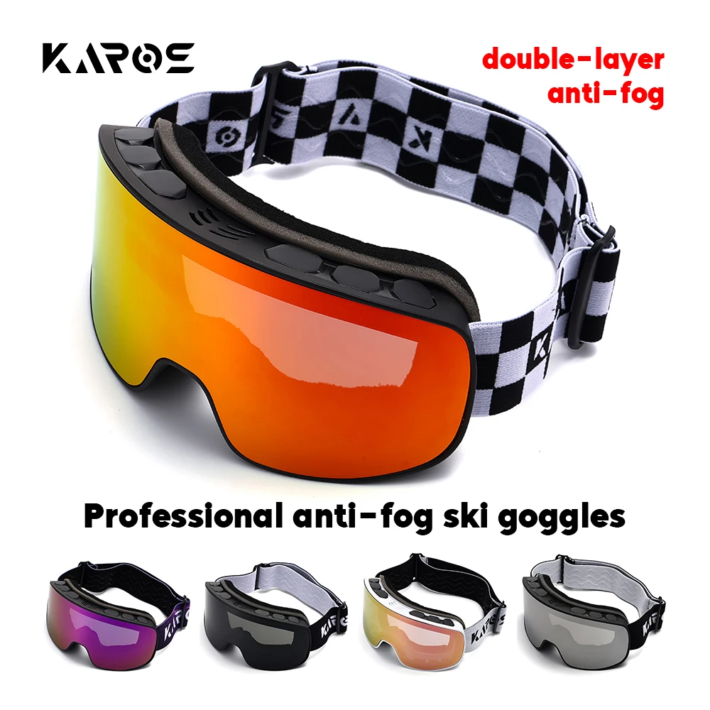 

KAROS Ski Goggles Snowboard Men Women Snow Glasses OTG Anti-fog UV400 Protection Winter Sport Skiing Mask Windproof Skate Goggle