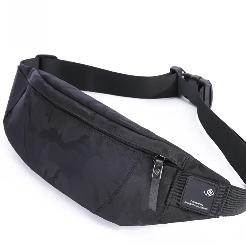 Hk Men Male Casual Fanny Bag Waist Bag Money Phone Belt Bag Pouch Camouflage Black Grey Bum Hip Bag Shoulder Belt Pack — zdjęcie 2