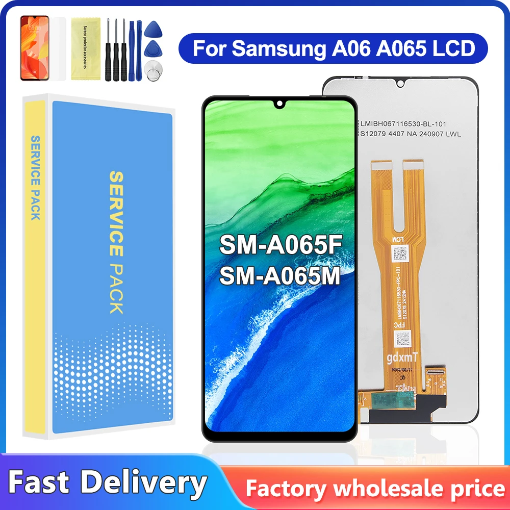 

A06 экран для Samsung A06 A065 SM-A065F SM-A065F/DS SM-A065M дисплей сенсорный экран с рамкой дигитайзер в сборе