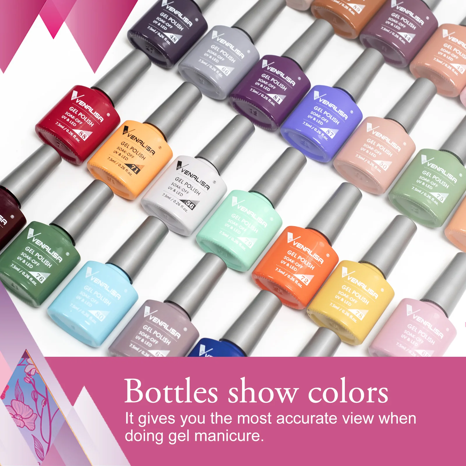 VENALISA Nagel-Gel-Nagellack, rosa Glitzer-Gel, langlebig, semi-permanent, Soak Off UV-LED-Gel-Lack, vollständige Abdeckung, Nagelgel, 7,5 ml – Detail 8
