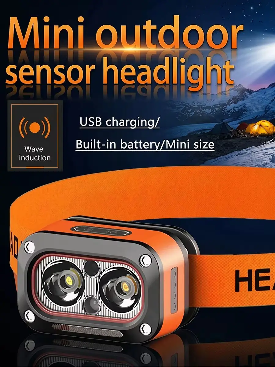 AliExpress NONE USB Rechargeable LED Headlamp,Ultra Bright Headlight with5 Mode,Mini Outdoor Sensor Headlamp for Camping Running Cycling Fishing