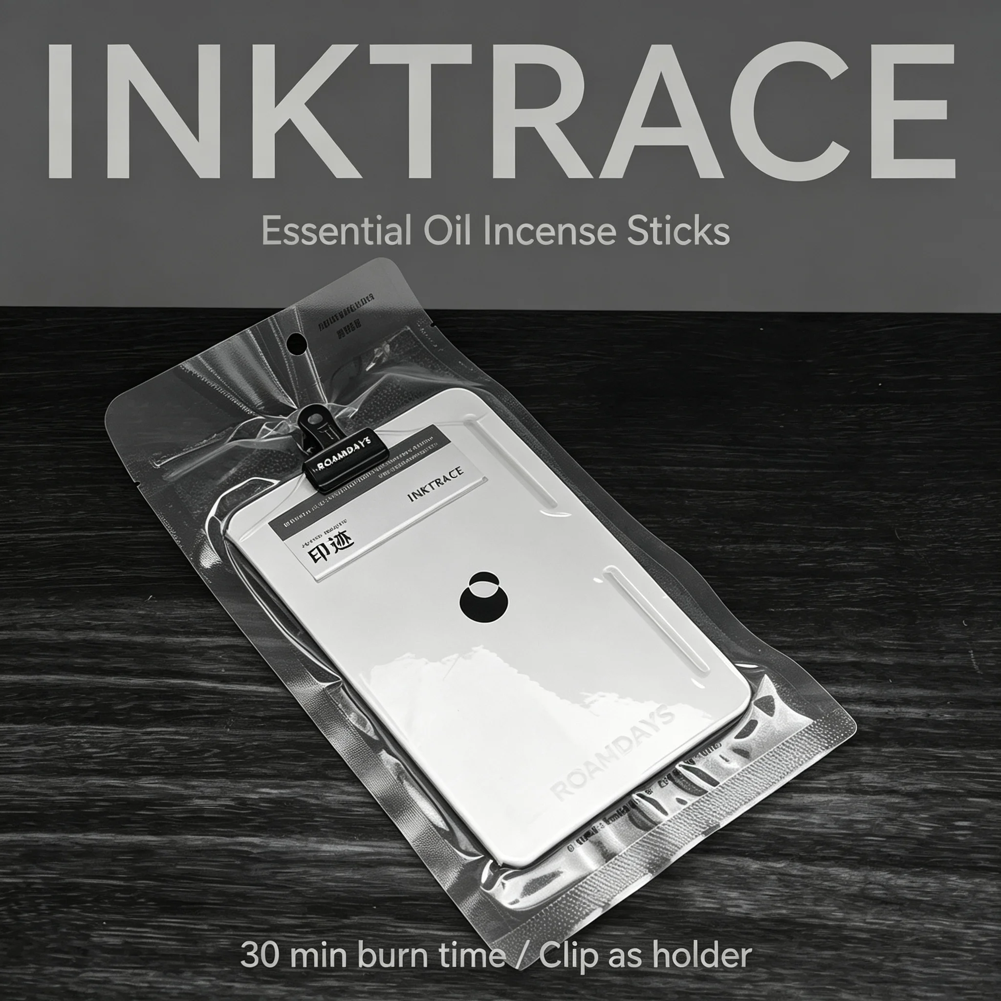 TOU INKTRACE Essential Oil Incense Sticks | Fresh Ink & New Book Scent, 30 Min Burn, 20 Sticks with Clip Incense Holder