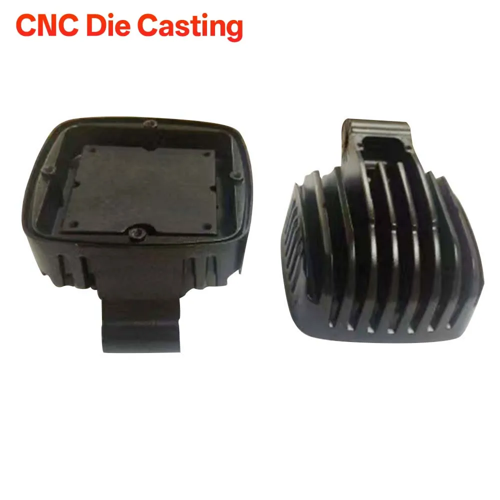 Custom CNC Die Cast Aluminum Lamp Housing High Precision Machining Black Coating LED Light Heat Sink Shell for Motorcycle Light