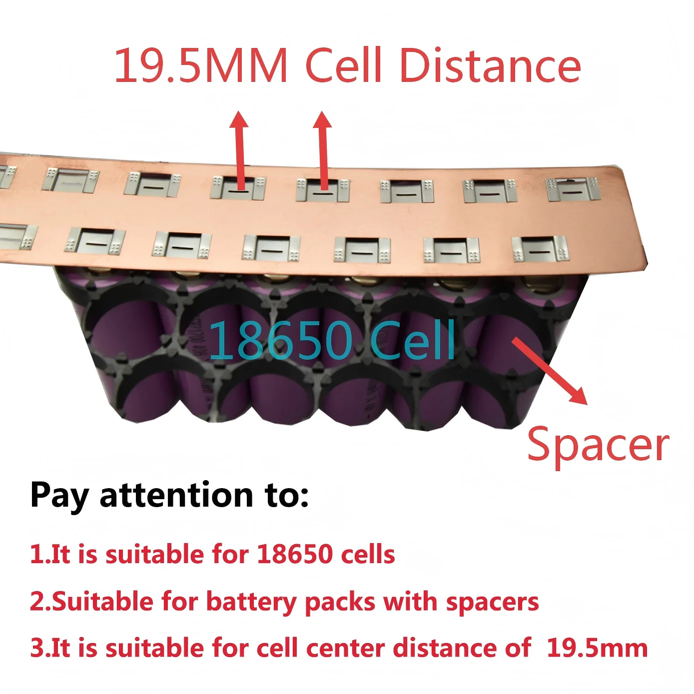 3PCS 0.3mm Thickness Cu Copper Nickel Strip 800mmCopper Busbar Battery Connector 18650 2P Honeycomb Spacer 19.5mm Copper Busbars
