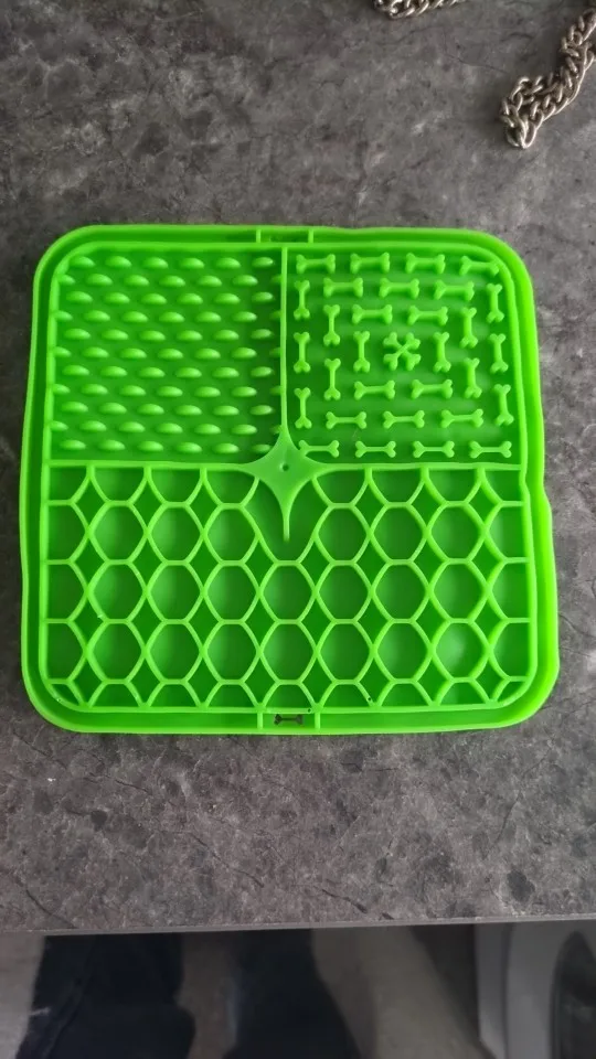 Customer review photo for Dog Lick Mat with Suction Cups