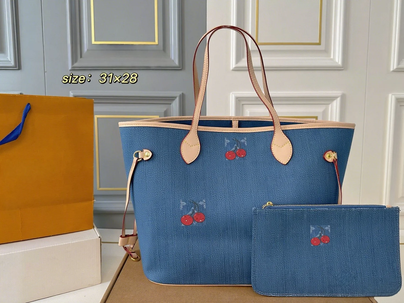 

2025 New Fashionable Versatile bags leather cherry Portable can be carried on the shoulder no boxes