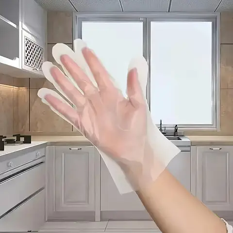 100 Pairs of Disposable Transparent Gloves, Easy To Wear, Comfortable Fit, Suitable for Kitchen, Cooking, Cleaning