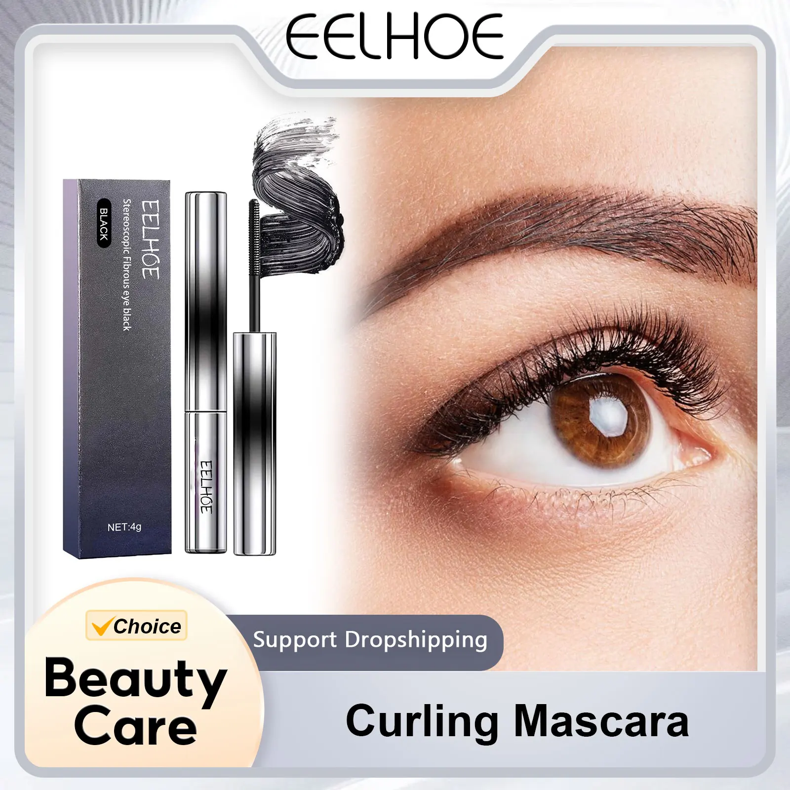 Curling Mascara Lengthening Lasting Styling Eyelash Extension Natural Volume Thickening Lashes Silk Fiber Waterproof Makeup 4g