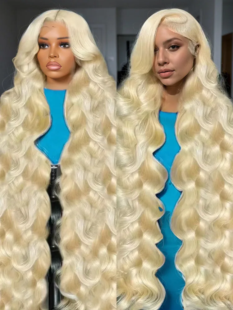 

613 HD 13x6 Lace Frontal Wigs Human Hair Body Wave Remy Brazilian Colored Blonde Preplucked Transparent Lace Front Wig 30 Inches