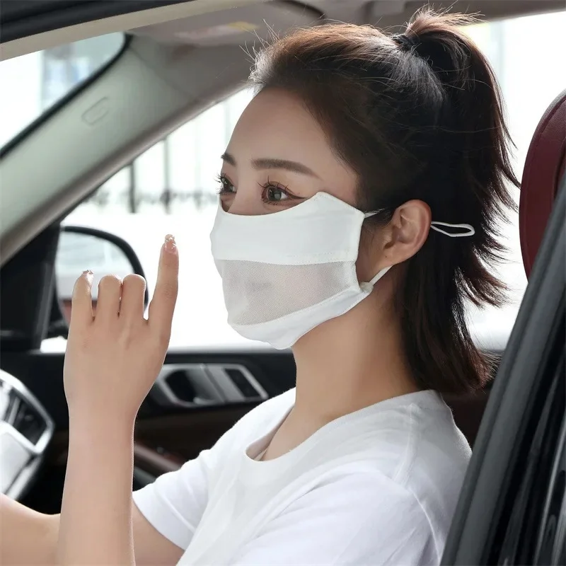 AliExpress Women Ice Silk Mask Thin Breathable Mesh Face Cover Summer Outdoor Sunscreen Mask Adjustable Anti-UV Cycling Running Sport Mask