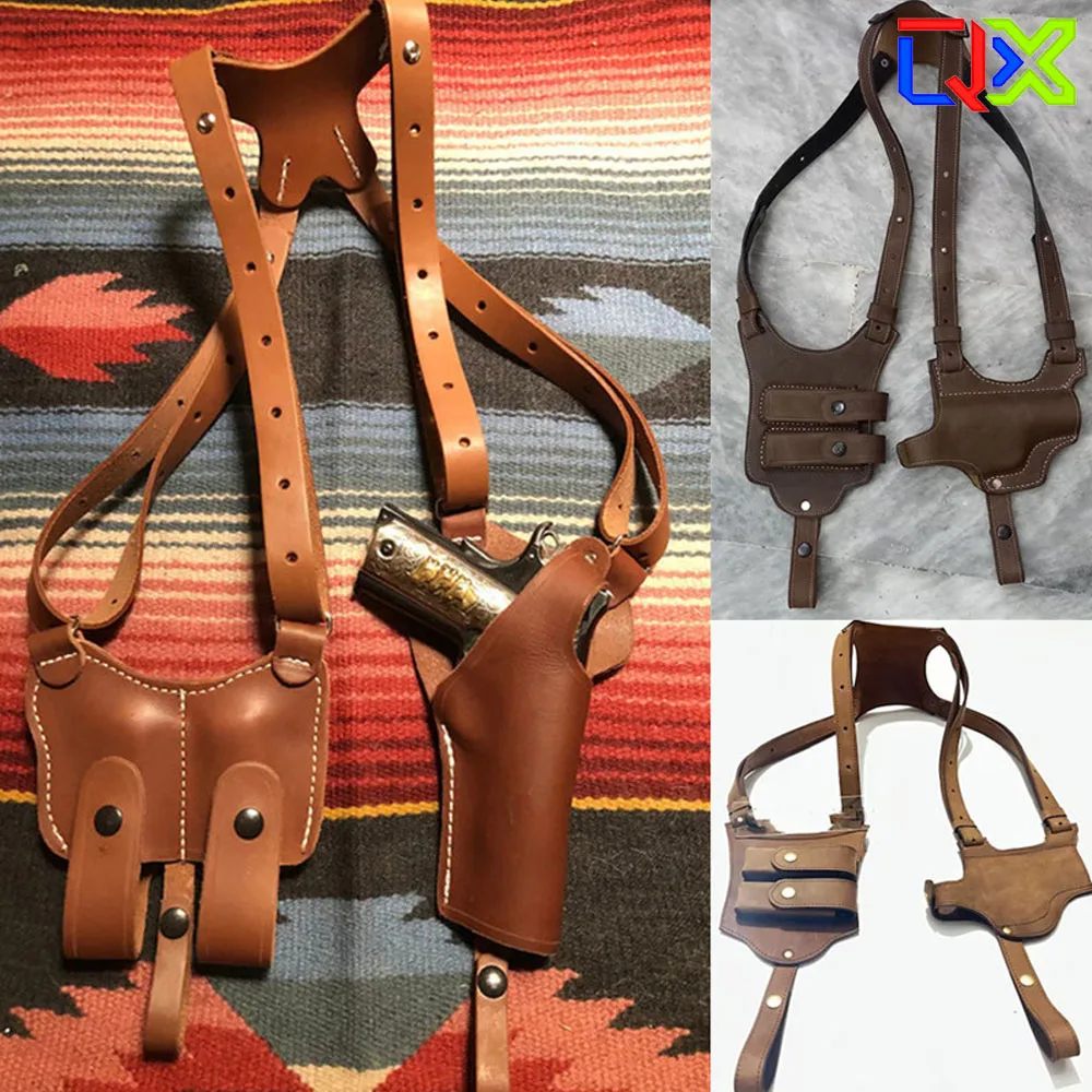 QX Vintage Steampunk Underarm Harness Bag Medieval Leather Shoulder Pouch Halloween Cosplay Prop Utility Setup Accessories