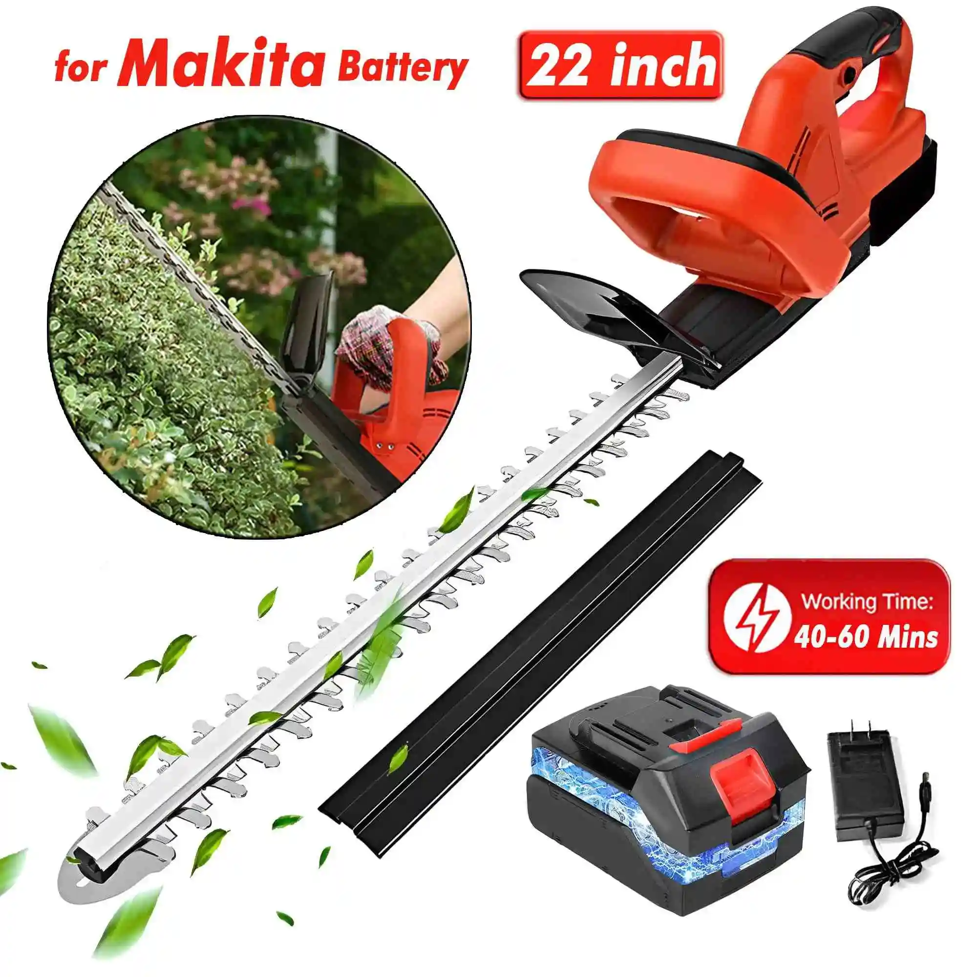 21V Cordless HDGE machine 22-inch electric machine hedge with mah battery and charger with double action blade 3/5 