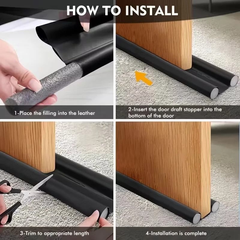 1PC 96cm/37.79in Door bottom seal strip Soundproof Insulation Wind Under Door Draft Stopper Blocker Weather Strip for Interior