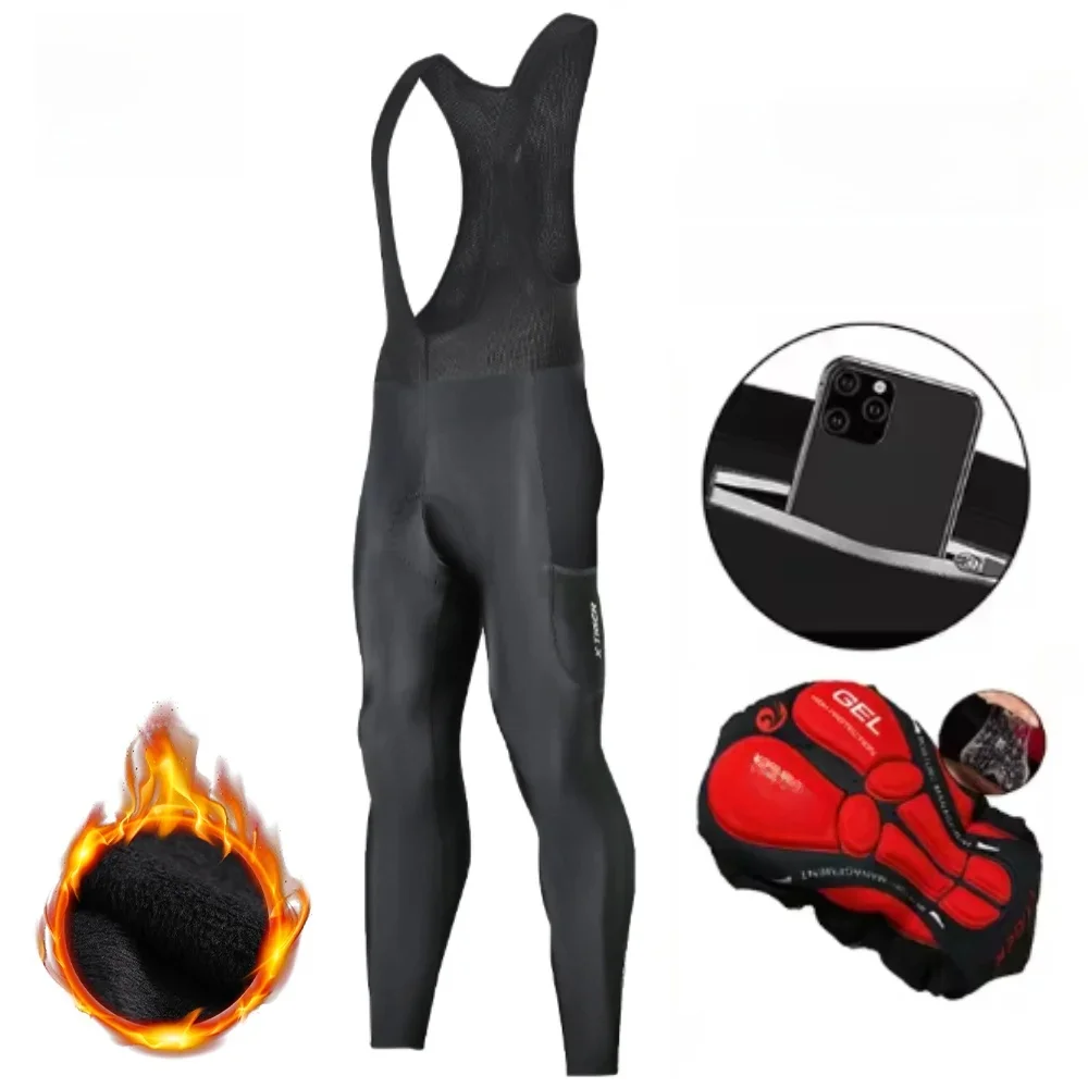 AliExpress X-TIGER Warm Men Cycling Bib Pants with Back Pocket 5D Gel Padded Bike Bib Pants Mountain Road Biking Riding Half Pants Tights