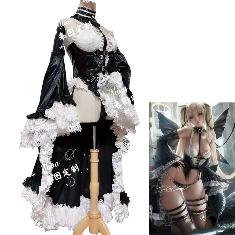 Custom Made DOA Marie Rose Cosplay Costume Black Sexy Wedding Dress Women Halloween Suits Anime Outfits Tailor Customized Cos