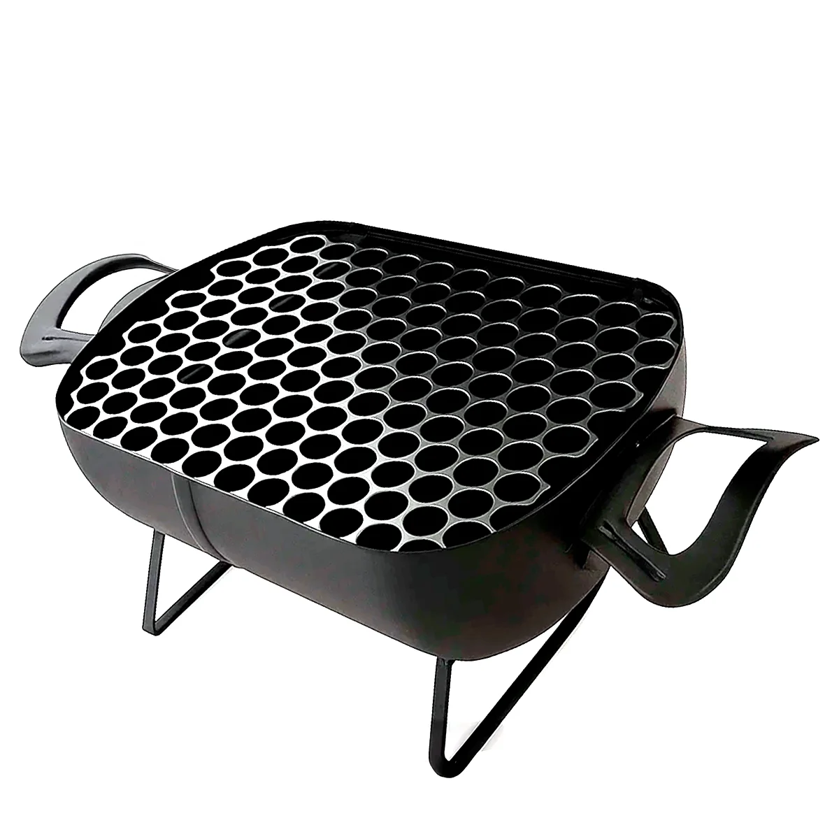 شواء محمول مدمج من الفولاذ مع مقابض جانبية لشواية إينوكس وأقدام معززة مثالية للتخييم في الفناء الخلفي وأريس