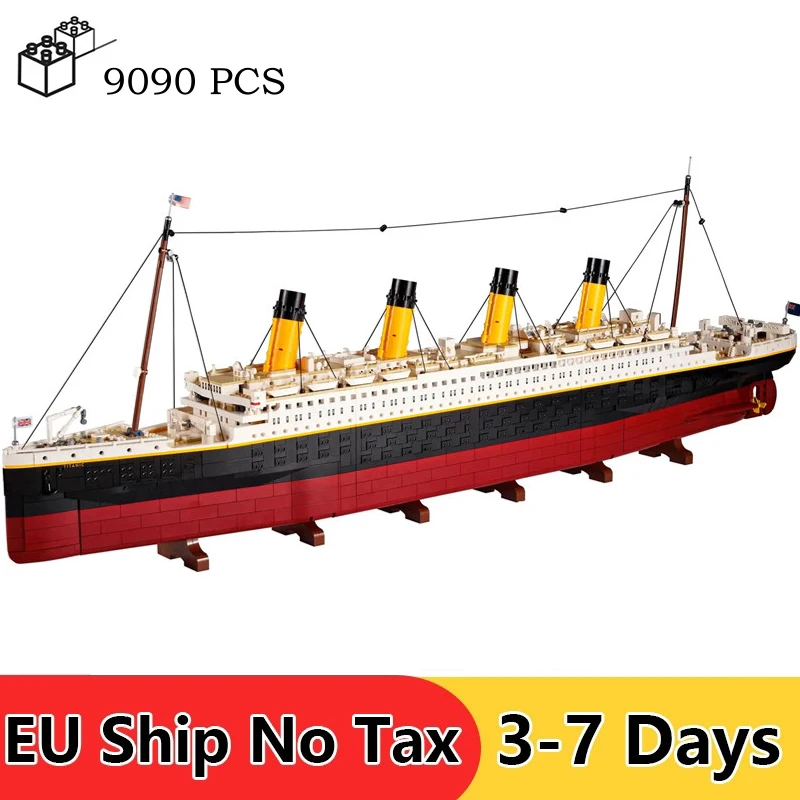 9090Pcs MOC Titanic Large Cruise Boat Building Blocks Ship Compatible 10294 Model For Aldult Toy Bricks Gifts Ship From EU