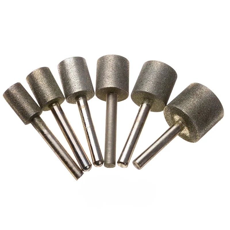 6 sztuk diamentowa cylindryczna głowica szlifująca 12/14/16/18/20/25mm cylindryczne punkty szlifierka wiertła narzędzia z 6mm Shrank — zdjęcie 2