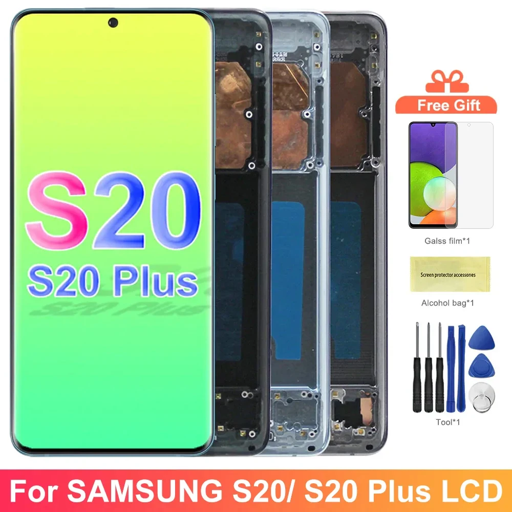 Super AMOLED Screen for Samsung Galaxy S20 G980 G980F, for Samsung Galaxy S20+ S20 Plus G985 Lcd Display Digital Touch Screen