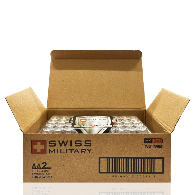 Swiss military alkaline AA battery LR6 1.5V 40 eggs PET